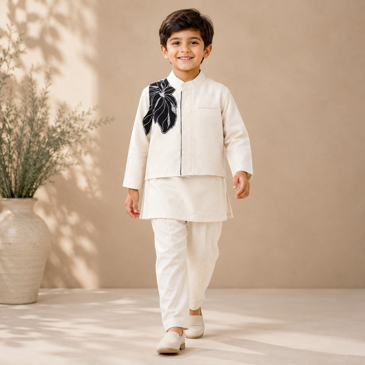 Pre Order: Shwet Noir Kurta Set With Jacket