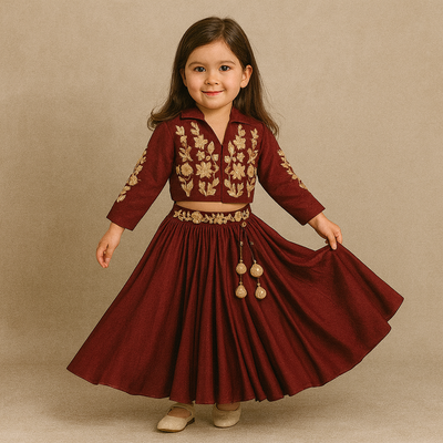 RTD Pre Order: Zari Floral Embroidered Jacket-Style Top And Lehenga