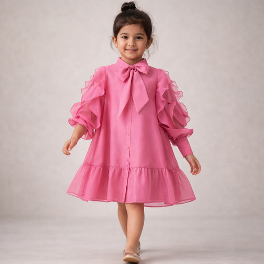 Pre Order: Rosy Ruffle Bow Dress