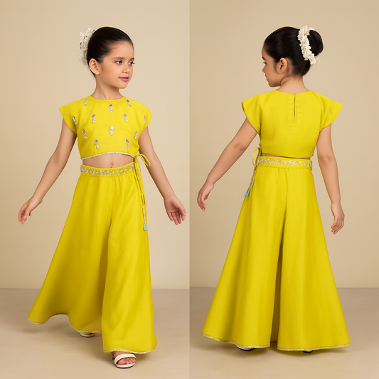 Pre Order: Ethnic Adjustable Drawstrings Hem Top With Palazzo