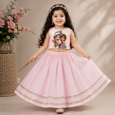 Pre Order : Radha Madhav Gulabi Lehenga
