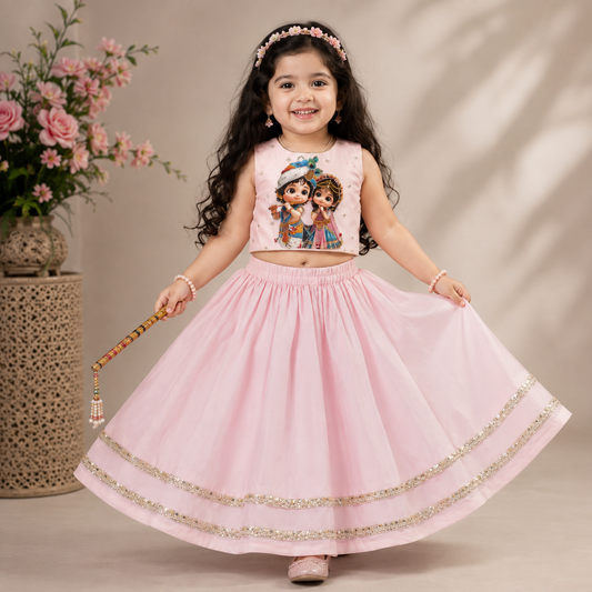 Pre Order : Radha Madhav Gulabi Lehenga
