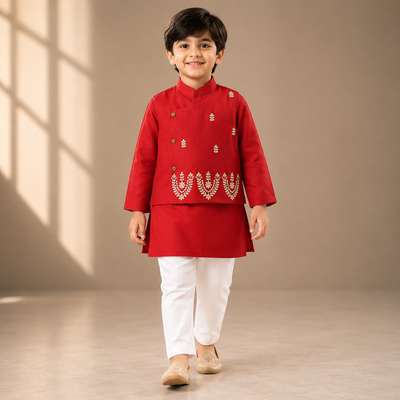 Pre Order: Laal Baadshah Jacket And pyjama