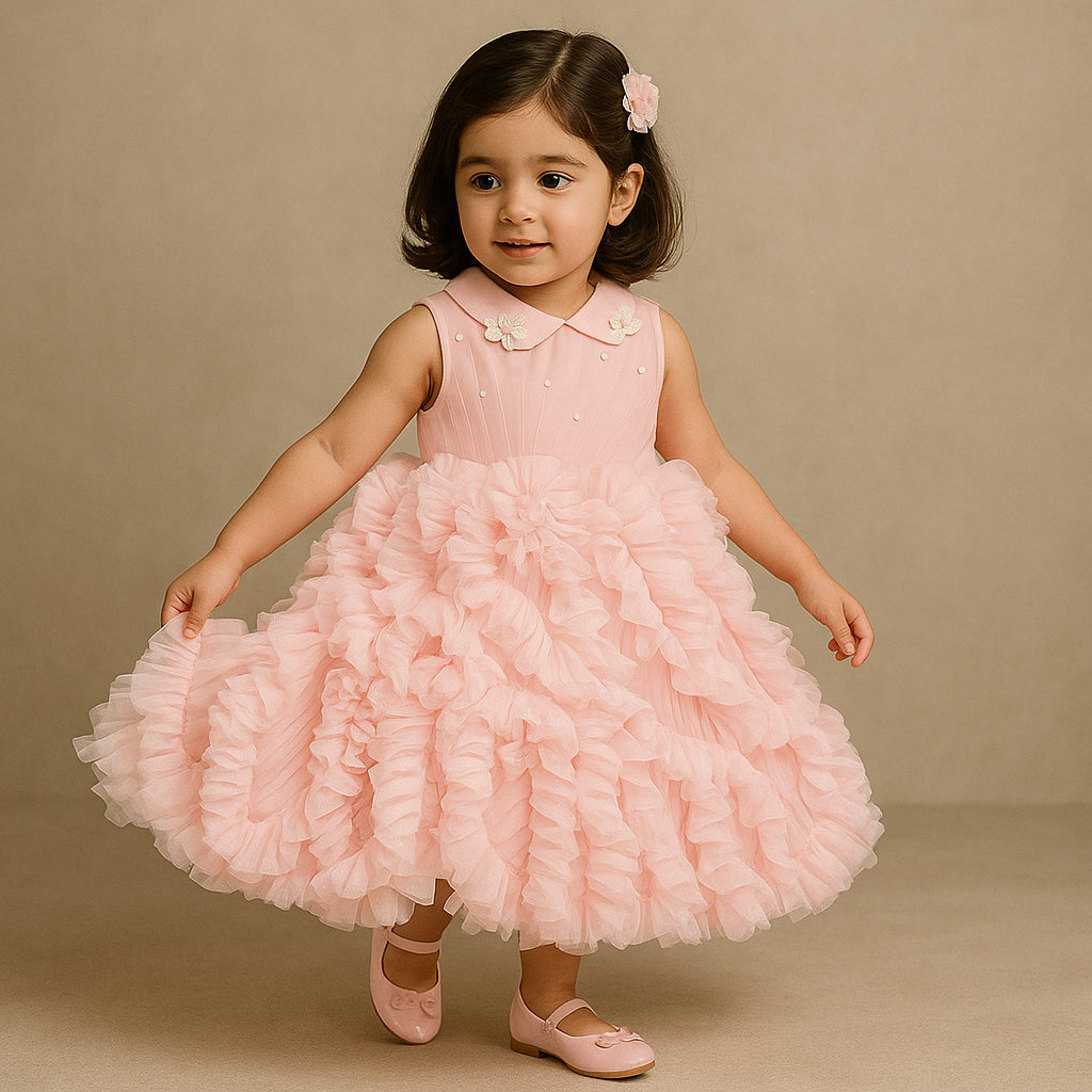 Pre Order: Butterfly Embellished Ruffle Gown