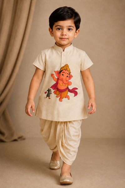 Pre Order: Vighnaharta Veer Kurta With Dhoti