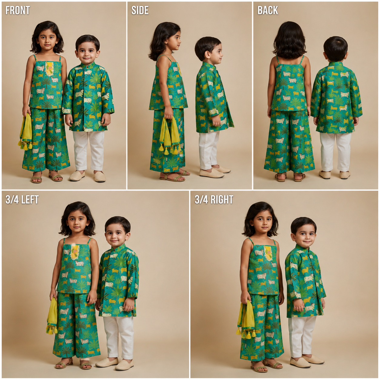 (Girl) Pre Order: Ethnic Printed Kurti And Pant With Net Dupatta