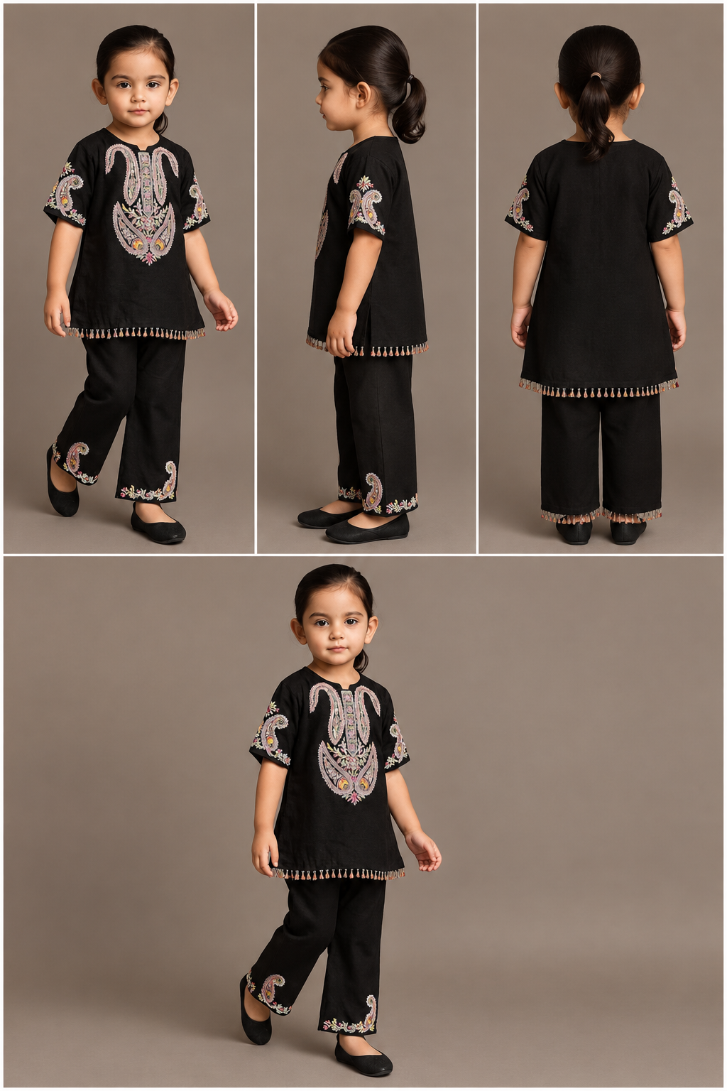 Pre Order: Embroidered Black Beautiful Kurti With Pant
