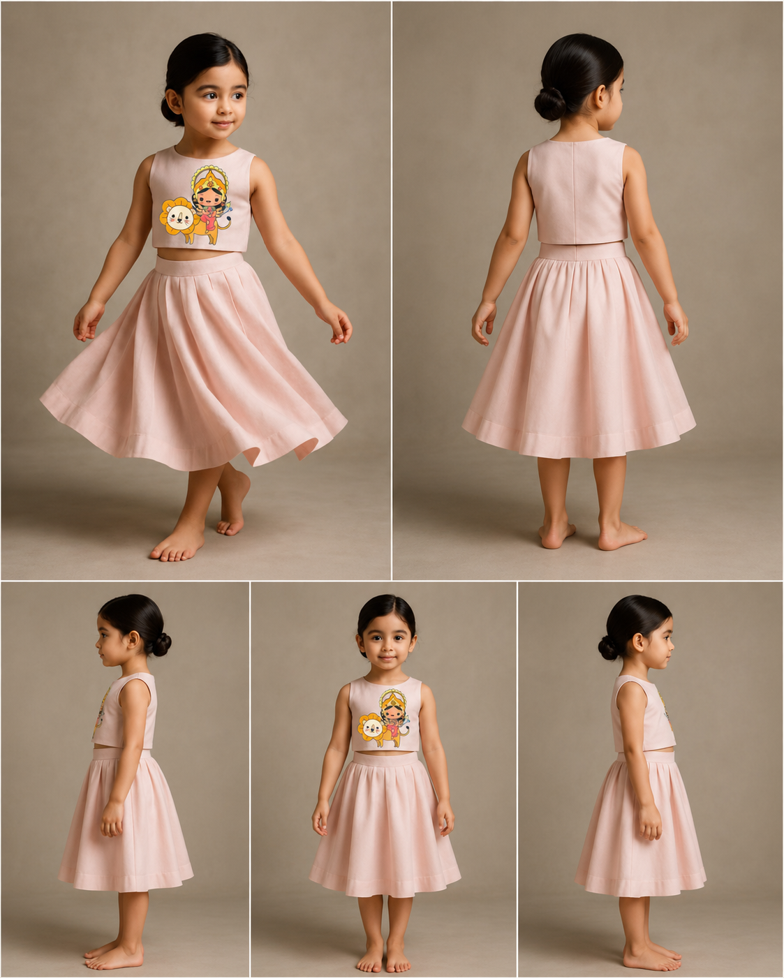 Pre Order: Goddess Durga Pink Top and Skirt