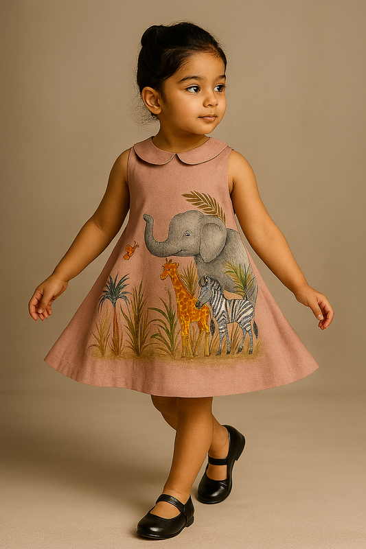 Pre Order Onion pink Jungle Hand painted Dress