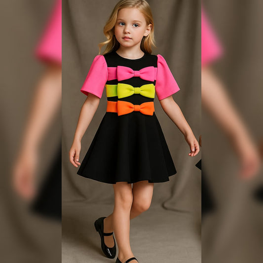 Pre Order: Multicolour Bow Scuba Dress