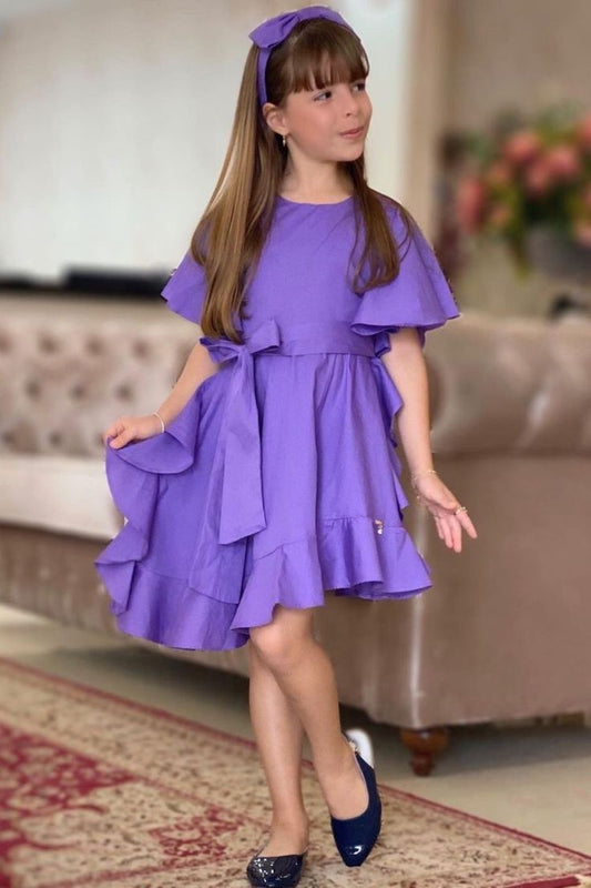 Pre Order: Knock-out Frills Half Sleeves Cotton Dress