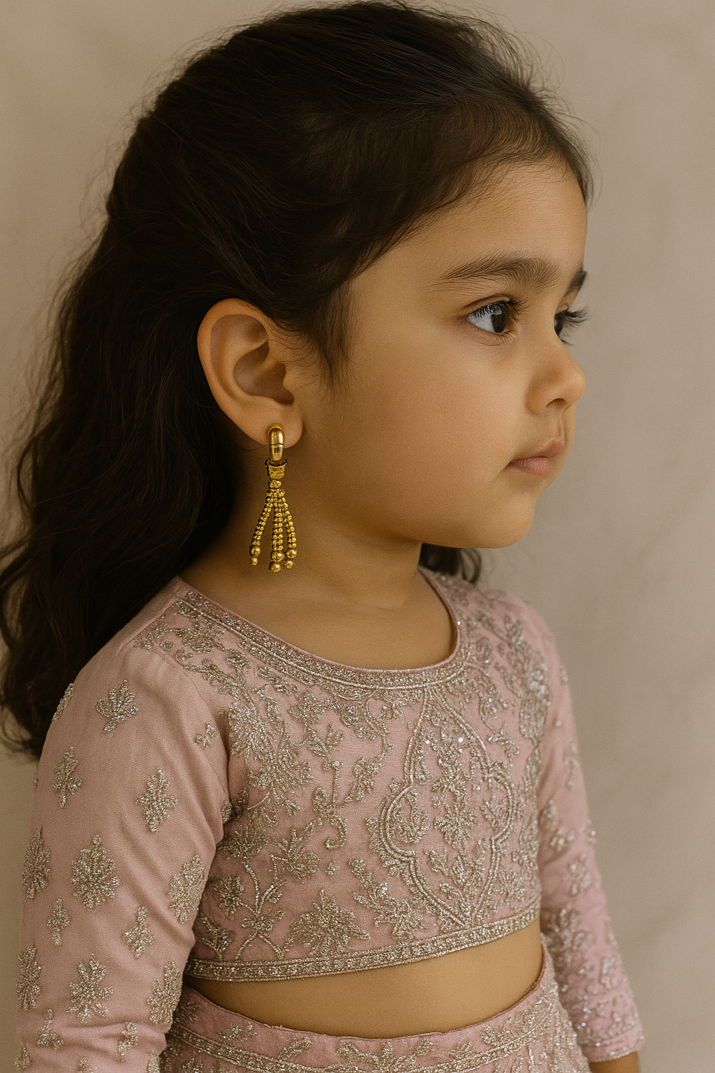 Golden Bead Clip On Earring