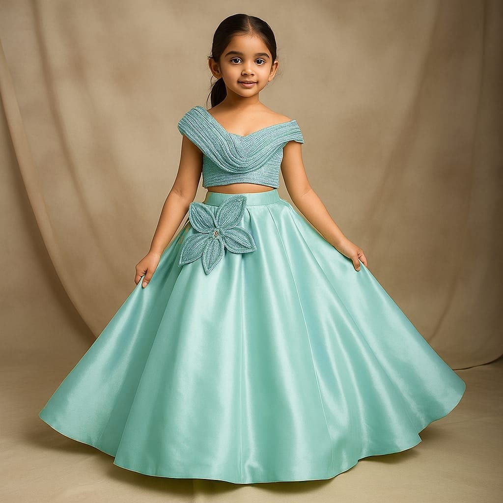 Pre Order: Sequin Embellished Strappy Top With Stiff Belt And Lehenga