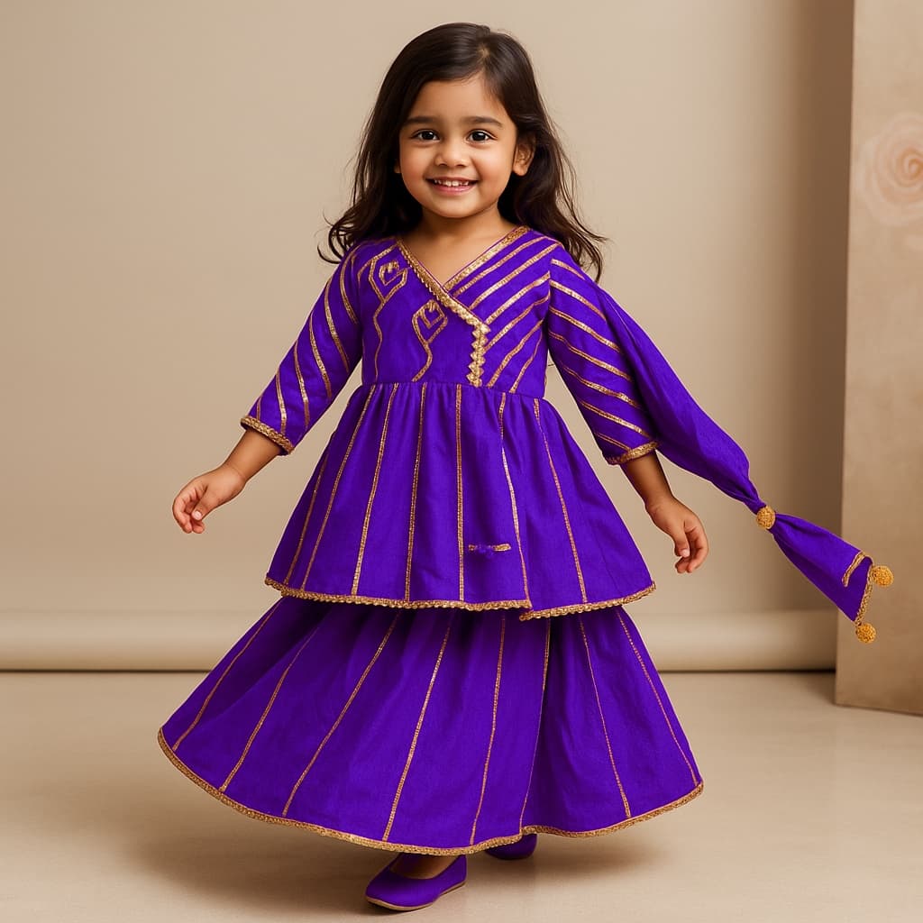 Pre Order: kite Gota Detail Lehenga Set