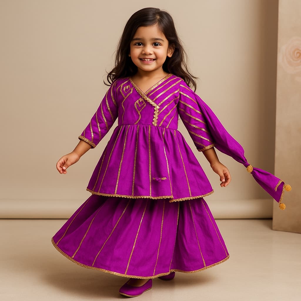 Pre Order: kite Gota Detail Lehenga Set