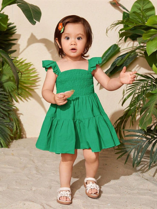 Pre Order: Foxy Green Tiered Cotton Dress