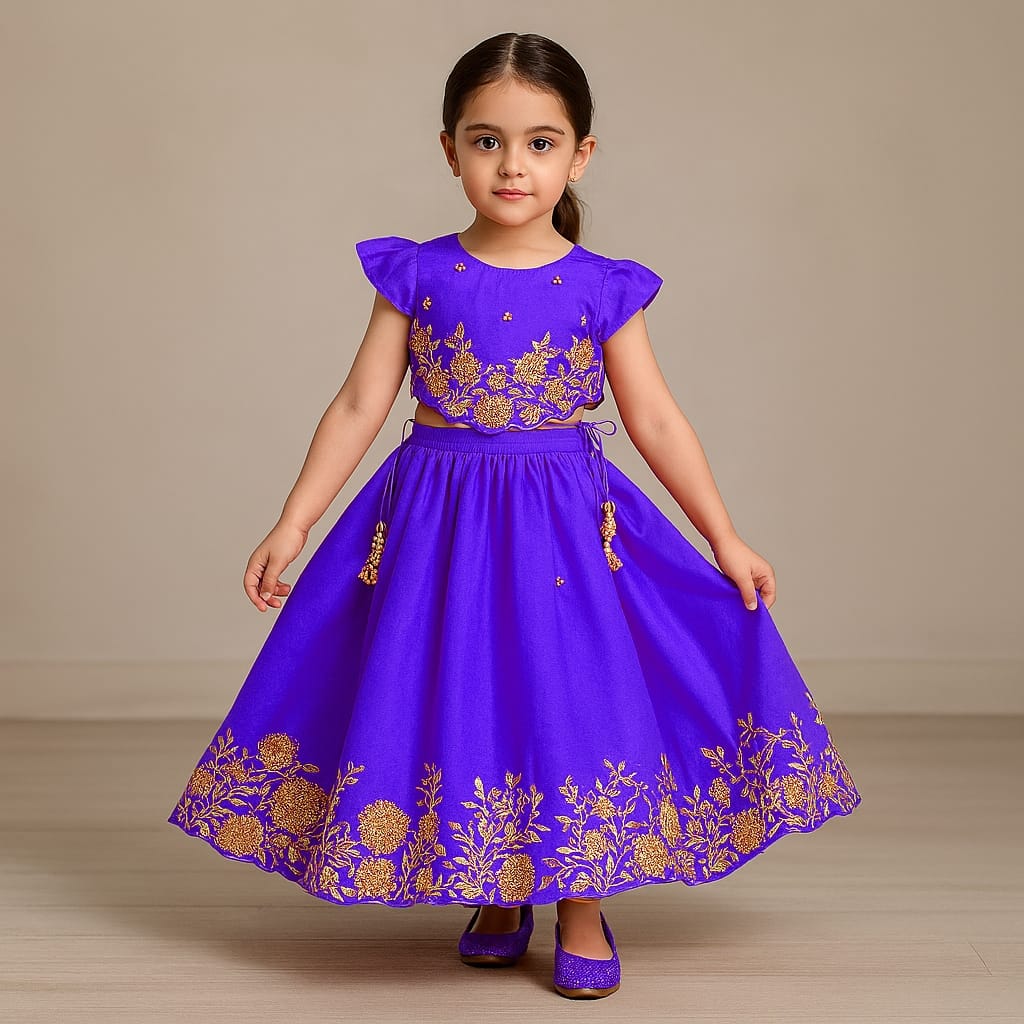 Pre Order: Embroidered And Embellished Top With Lehenga
