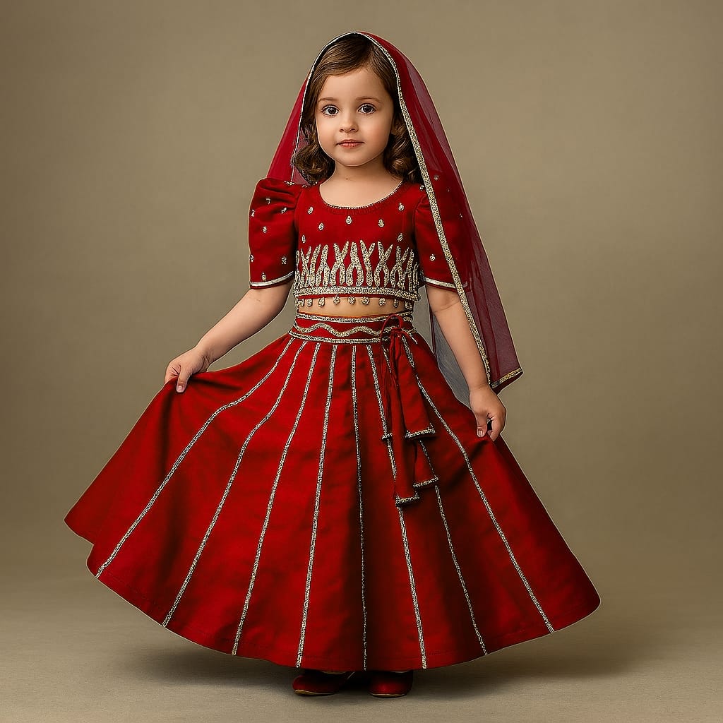 Pre Order: Top And Flared Lehenga With Net Dupatta