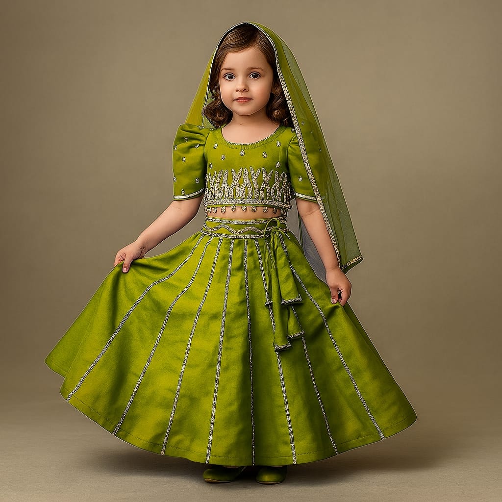 Pre Order: Top And Flared Lehenga With Net Dupatta