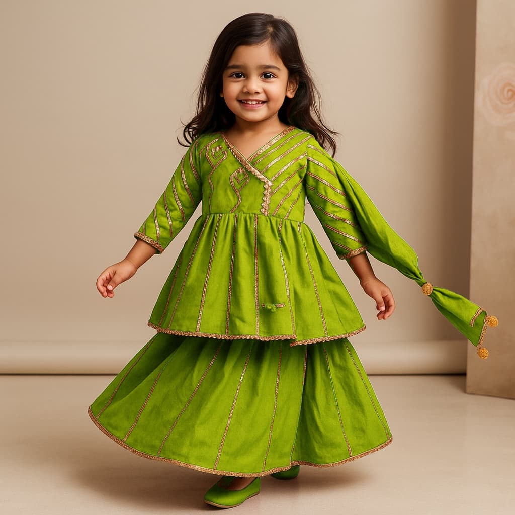 Pre Order: kite Gota Detail Lehenga Set