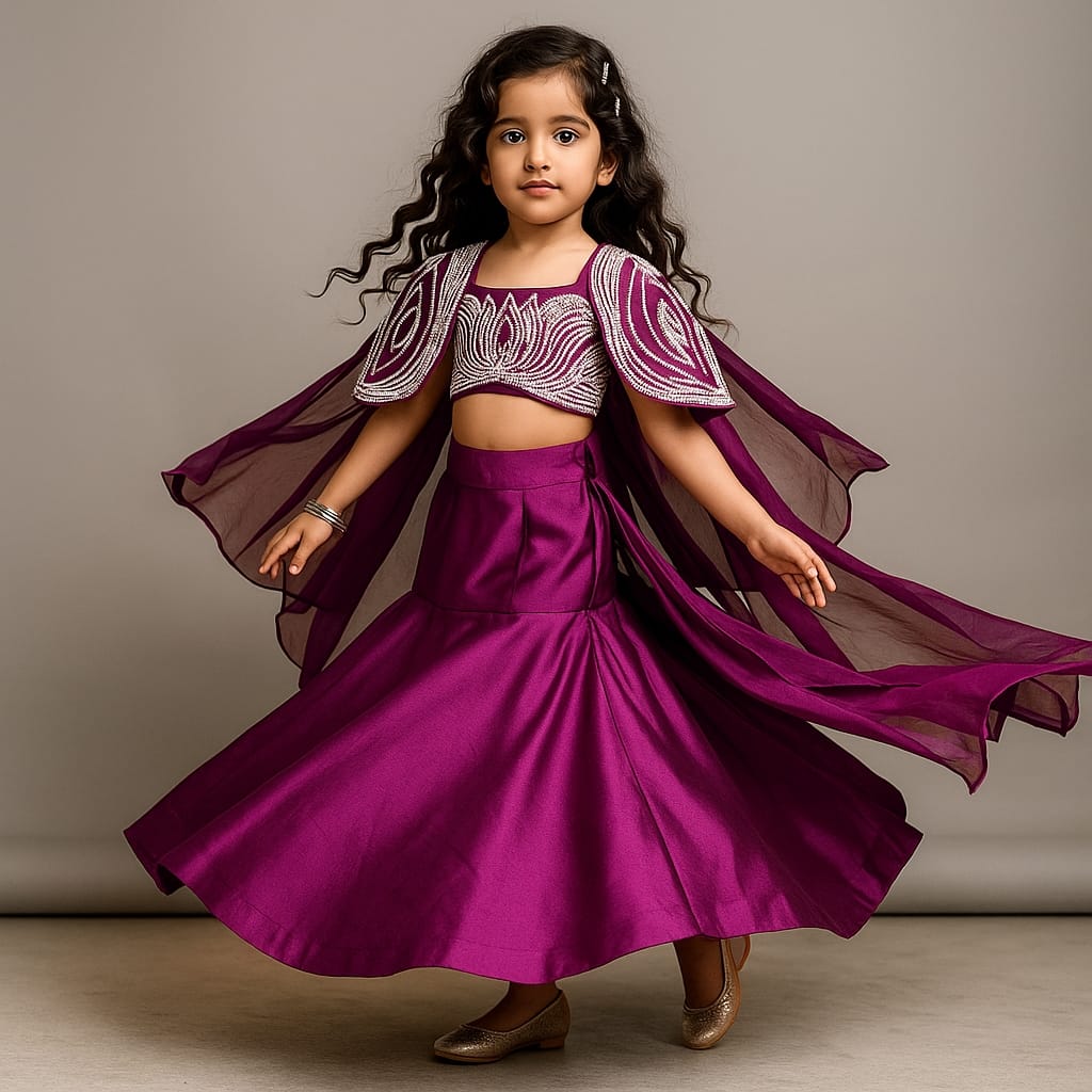 Pre Order:Moti Hand Work On Cape N Blouse With Fish Cut Lehanga