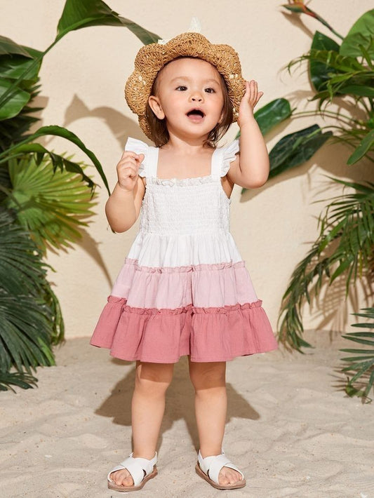 Pre Order: Graceful Three Colour Tiered Cotton Dress