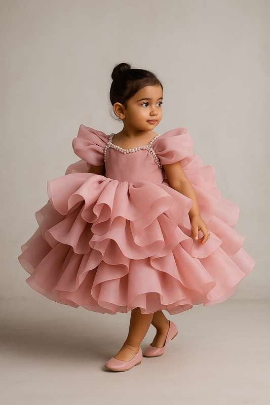 Pre Order : Exclusive Flora Pink Orgenza Dress