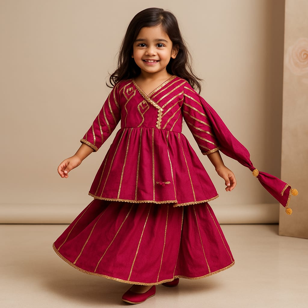 Pre Order: kite Gota Detail Lehenga Set