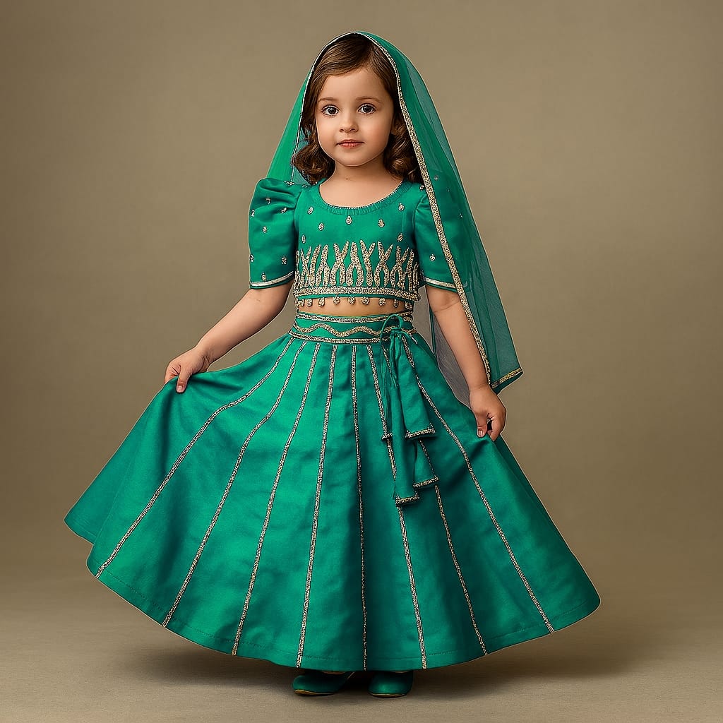 Pre Order: Top And Flared Lehenga With Net Dupatta