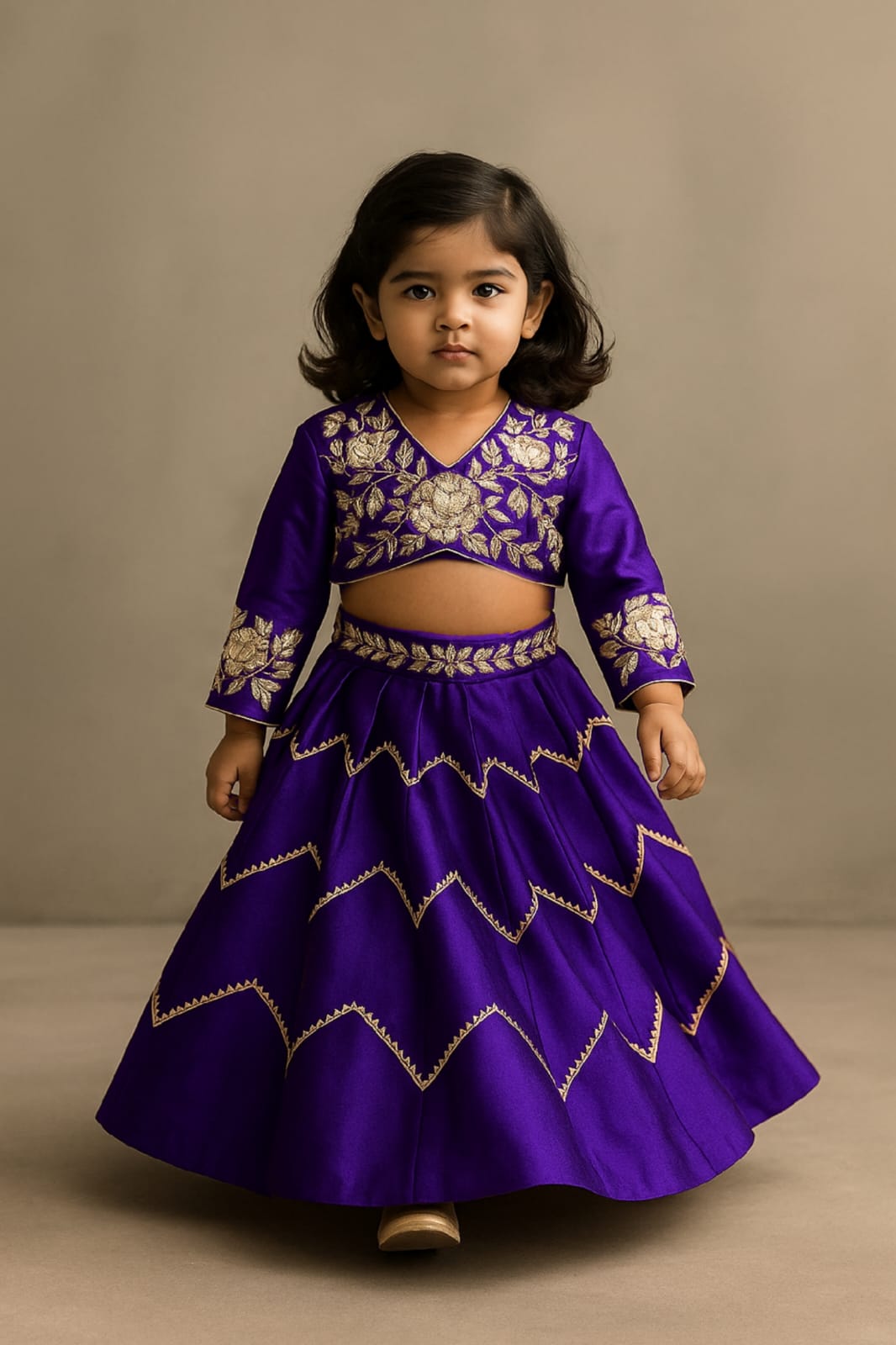 Pre Order: Embroidered Top And Lehenga With Matching Net Dupatta